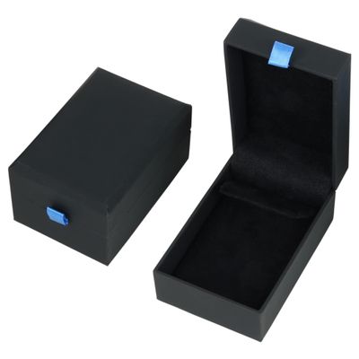 Iconikal Earring Necklace Bracelet Jewelry Gift Box, Black With Blue Ribbon, 2-Pack