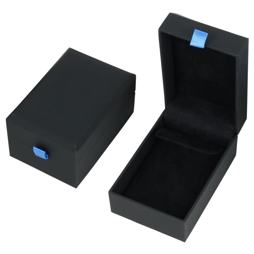 Iconikal Earring Necklace Bracelet Jewelry Gift Box, Black With Blue Ribbon, 2-Pack