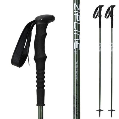 Zipline Blurr 16.0 Graphite Composite Downhill Ski Poles - Lightweight, Freeride All-Mountain, Vibration Dampening (Army Green - Blurr XT, 42" in./107 cm)