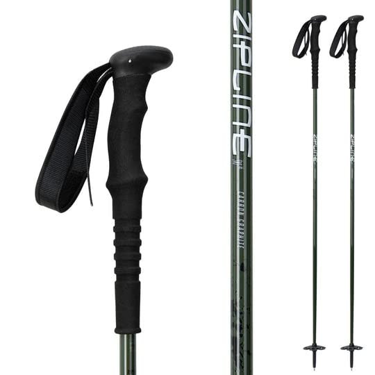 Zipline Blurr 16.0 Graphite Composite Downhill Ski Poles - Lightweight, Freeride All-Mountain, Vibration Dampening (Army Green - Blurr XT, 42" in./107 cm)