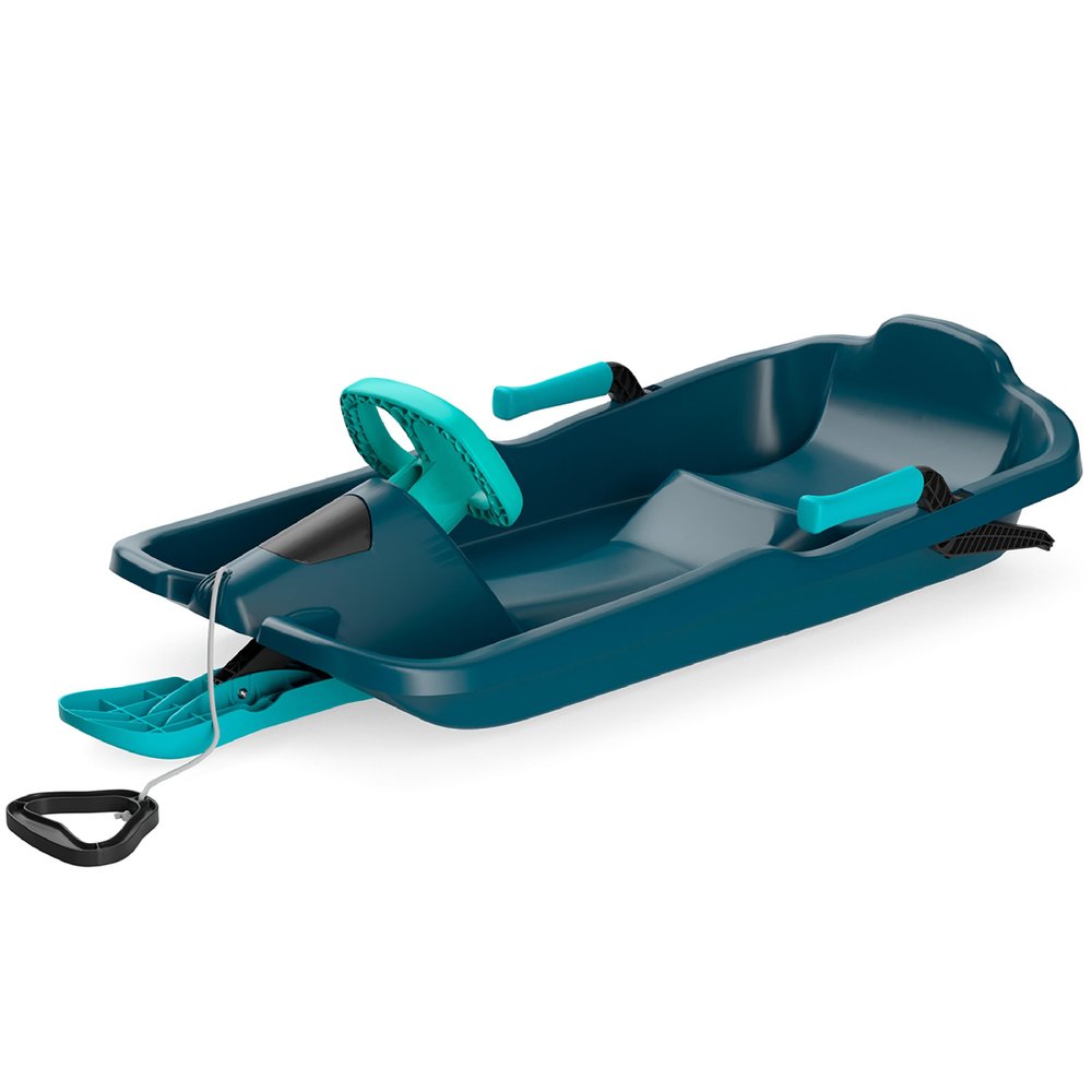 Gizmo Riders - Snow Sleds for Kids and Toddlers - Toboggan Style, Bobsled with Wheel and Brakes, Easy Snap Together Assembly, Anti-Slip on Plastic Seat, Ages 3+, 110 lbs