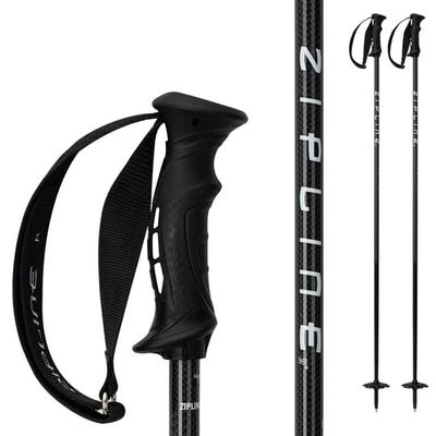 Zipline Blurr 16.0 Graphite Composite Downhill Ski Poles - Lightweight, Freeride All-Mountain, Vibration Dampening (Carbon Weave, 46" in./117 cm)