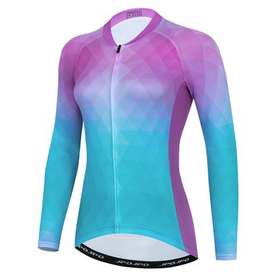 JPOJPO Cycling Jersey Women's Long Sleeve Tops Bike Shirts Bicycle Sport Jacket with 3-Pockets