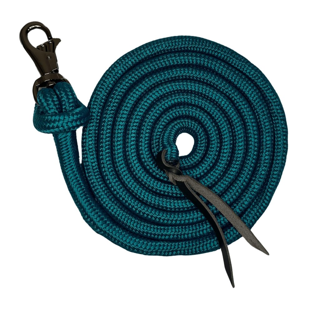 Kensington Clinician Equine Training Lead/Lunge Rope  25ft Heavy Duty Braided Horse Lead with Swivel Bull Snap | Color: D - Brown