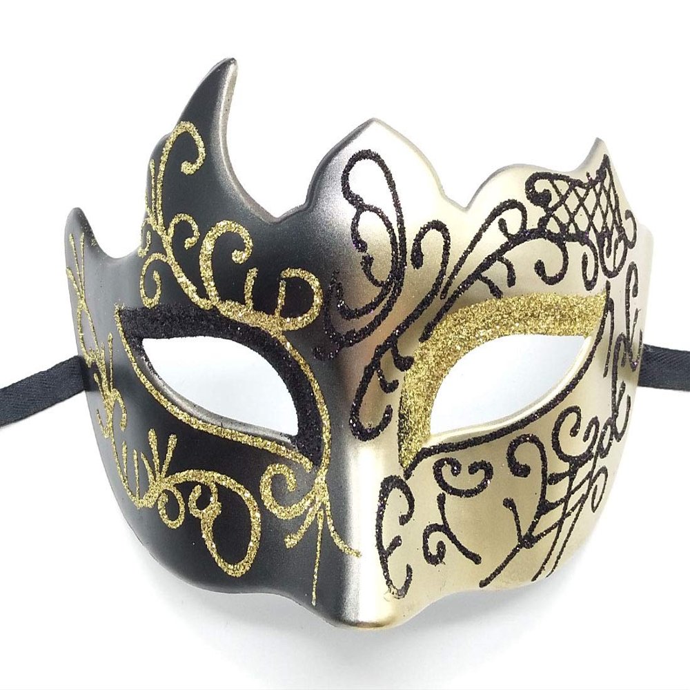 Seglorwy Masquerade Mask for Men Vintage Venetian Mardi Gras Halloween Christmas Party Masks (Gold)