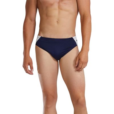 TYR Men's Hexa Blade Splice Racer Swimsuit, Navy/White, 26