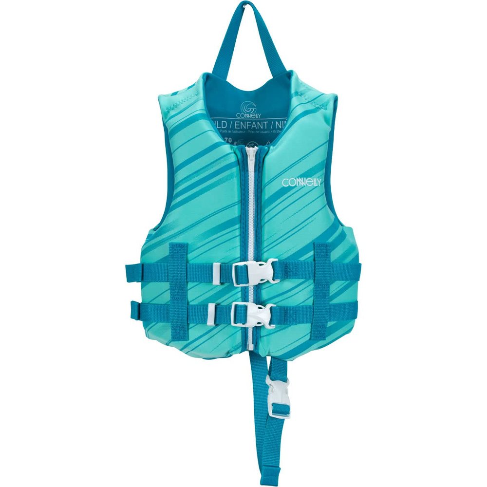 Connelly Coast Guard Approved Vest, Girls Child Promo Neoprene, Aqua - 33-55lbs