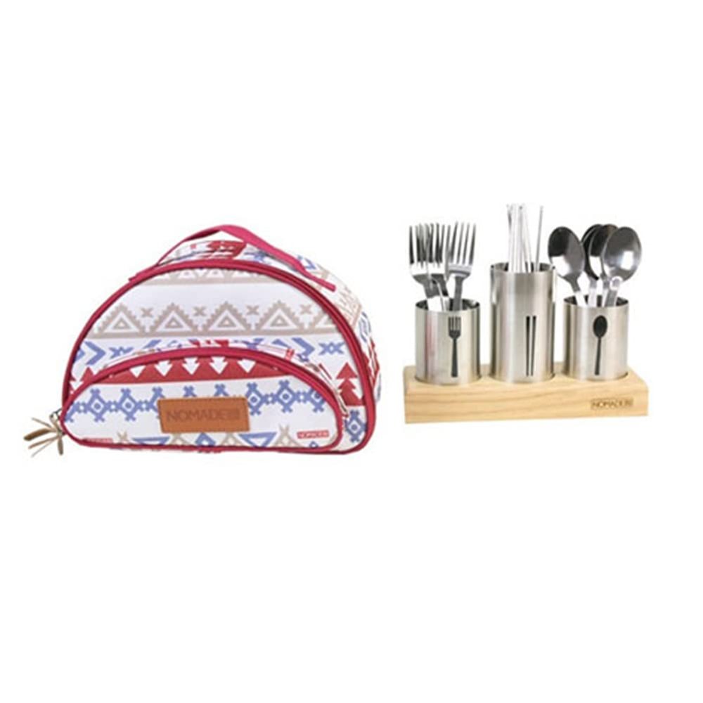 Indio Cutlery Set, Camping Silverware Kit Cutlery Organizer Utensil Picnic Set -17 Piece Mess Kit (Red)