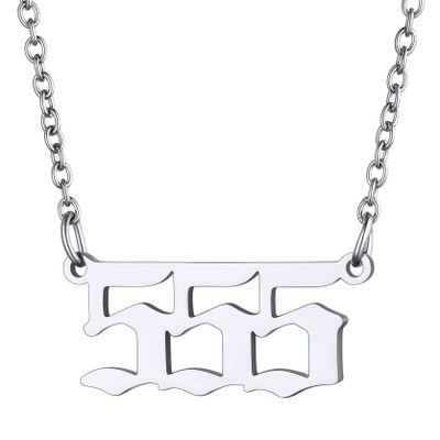 GoldChic Stainless Steel 555 Necklaces for Women, Number Pendant Necklace Dainty 18K Gold Plated Choker Chain Encouragement Jewelry Birth Birthday Gift