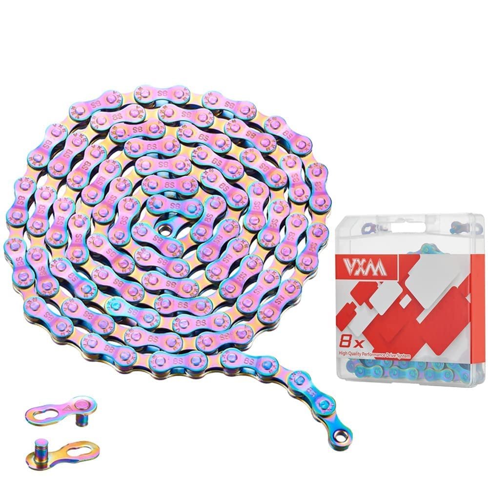 6/7/8 Speed Bike Chain Rainbow Chain for Bike 1/2" x11/128 116 Links Lightweight Bicycle ChainBike Chains MTN BTX MTB Mountain Bike Road Bicycle Chain