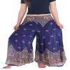 Lannaclothesdesign Palazzo Pants for Women Wide Leg Boho Harem Yoga Pants S M L XL Sizes (S, Dark Blue Peacock Flower, Length 41 inches) view 1