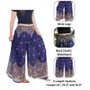Lannaclothesdesign Palazzo Pants for Women Wide Leg Boho Harem Yoga Pants S M L XL Sizes (S, Dark Blue Peacock Flower, Length 41 inches) view 4