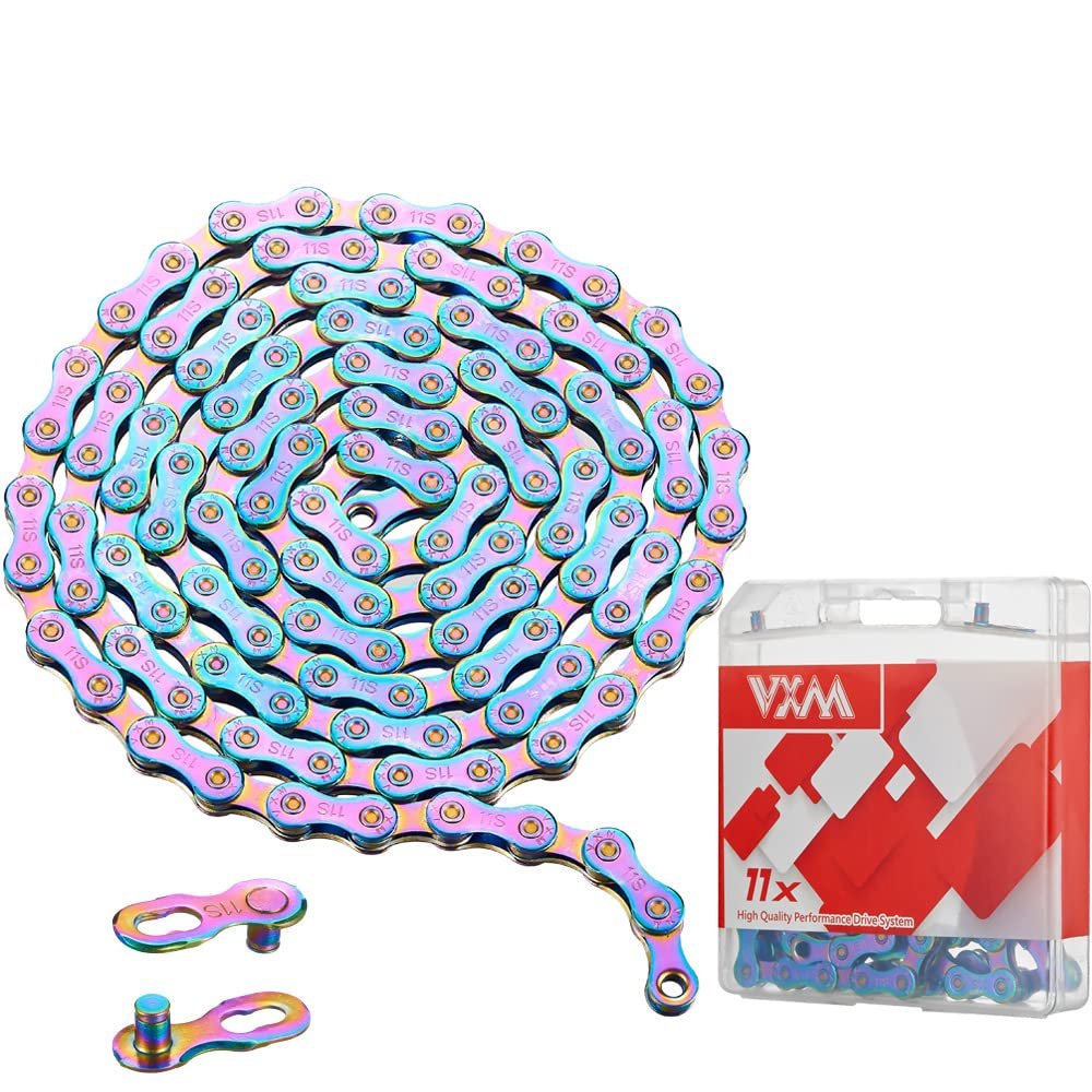 11 Speed Bike Chain Rainbow Chain for Bike 1/2" x11/128 116 Links Lightweight Bicycle ChainBike Chains MTN BTX MTB Mountain Bike Road Bicycle Chain
