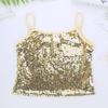 Manyakai Kids Girls Sequins Camisole Tank Top Spaghetti Straps Tee Shirts Top Dance Performance Tops Gold 10 Years view 3