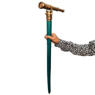 Vintage Victorian Foldable Telescope Cane  Antique Green Wooden Walking Stick with Nautical Brass Handle Handcrafted Stylish Mobility Aid