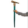 Vintage Victorian Foldable Telescope Cane  Antique Green Wooden Walking Stick with Nautical Brass Handle Handcrafted Stylish Mobility Aid view 1