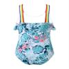 Loloda Girls' Ruffled Floral Printed Swimsuit One Piece Beach Sports Hawaiian Swimwear Bathing Suit Green 4 Years view 2
