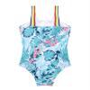 Loloda Girls' Ruffled Floral Printed Swimsuit One Piece Beach Sports Hawaiian Swimwear Bathing Suit Green 4 Years view 4