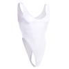 ABAFIP Men's Lingerie Solid Color Semi See Thru High Cut One Piece Thong Leotard Bodysuit Scoop Neck Mankini Swimwear Sexy Undershirt Underwear White One Size view 1
