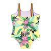 Loloda Girls' Ruffled Floral Printed Swimsuit One Piece Beach Sports Hawaiian Swimwear Bathing Suit Yellow 6 Years view 4