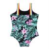 Loloda Girls' Ruffled Floral Printed Swimsuit One Piece Beach Sports Hawaiian Swimwear Bathing Suit Black 6 Years view 4