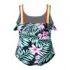Loloda Girls' Ruffled Floral Printed Swimsuit One Piece Beach Sports Hawaiian Swimwear Bathing Suit Black 4 Years view 2