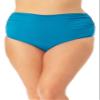 Anne Cole Plus Size High-Waist Shirred Bottoms Teal 24W view 1
