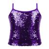 Manyakai Kids Girls Sequins Camisole Tank Top Spaghetti Straps Tee Shirts Top Dance Performance Tops Purple 6 Years view 1