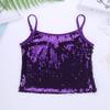 Manyakai Kids Girls Sequins Camisole Tank Top Spaghetti Straps Tee Shirts Top Dance Performance Tops Purple 6 Years view 3