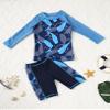 Yihuimin Boys 2 Pieces Shark Swimsuit Long Sleeve Rashguard Shirt with Boardshorts Navy Blue Shark 5-6 Years view 3