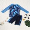 Yihuimin Boys 2 Pieces Shark Swimsuit Long Sleeve Rashguard Shirt with Boardshorts Navy Blue Shark 5-6 Years view 4