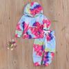 1-6T Toddler Baby Boy Girl Ribbed Tie Dye Hoodie Pullover T-Shirt Tops+Long Pants Outfit Set Girls Fall Winter Clothes (Rose Blue Baby outifts, 5T-6T) view 3