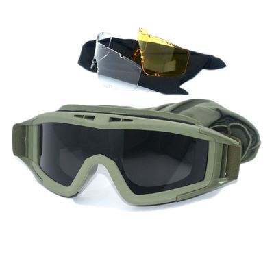 HARGLESMAN Airsoft Goggles Tactical Safety Goggles Anti Fog Glasses with Interchangeable Lenses Hunting Cycling Paintball (Army Green)