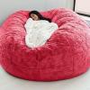 QAIOXINGXING Bean Bag Chair Cover, Without Filling Giant Breathable and Comfortable for Adult Living Room Furniture Big Round Soft Fluffy Faux Fur BeanBag Lazy Sofa 5FT/54x26 inch view 1