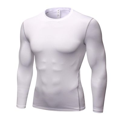 Men's Compression Long Sleeve Shirts, Cool Dry Sport Workout Underwear Shirt Athletic Baselayer Running Gym Tops White