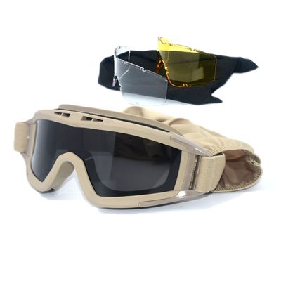 HARGLESMAN Airsoft Goggles Tactical Safety Goggles Anti Fog Glasses with Interchangeable Lenses Hunting Cycling Paintball (Sand)