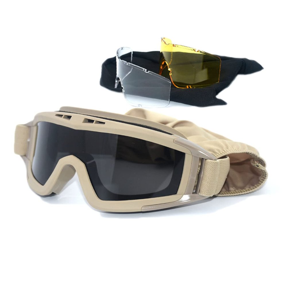 HARGLESMAN Airsoft Goggles Tactical Safety Goggles Anti Fog Glasses with Interchangeable Lenses Hunting Cycling Paintball (Sand)