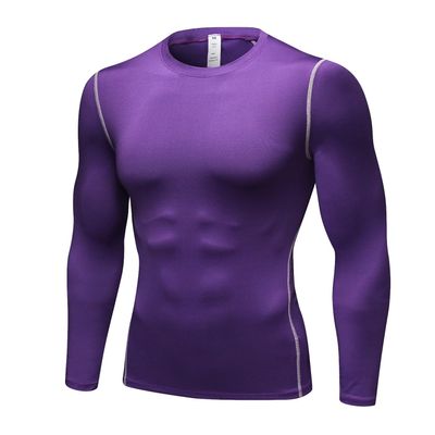 Men's Compression Long Sleeve Shirts, Cool Dry Sport Workout Underwear Shirt Athletic Baselayer Running Gym Tops Purple