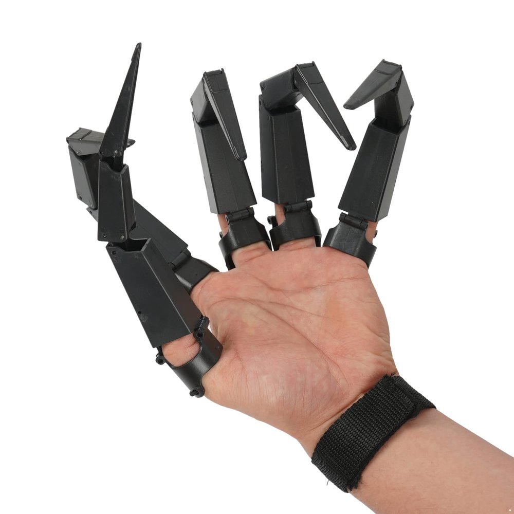 JEATHA Halloween Articulated Fingers Flexible Finger Extensions Ghost Single Hand Knuckle Paw Model for Cosplay Party Props Black Left Hand One Size