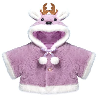 Hularka Baby Girls Infant Fur Warm Coat Cloak Overcoat Antlers Hoodies Capes Outerwear Coats Purple 9-12 Months