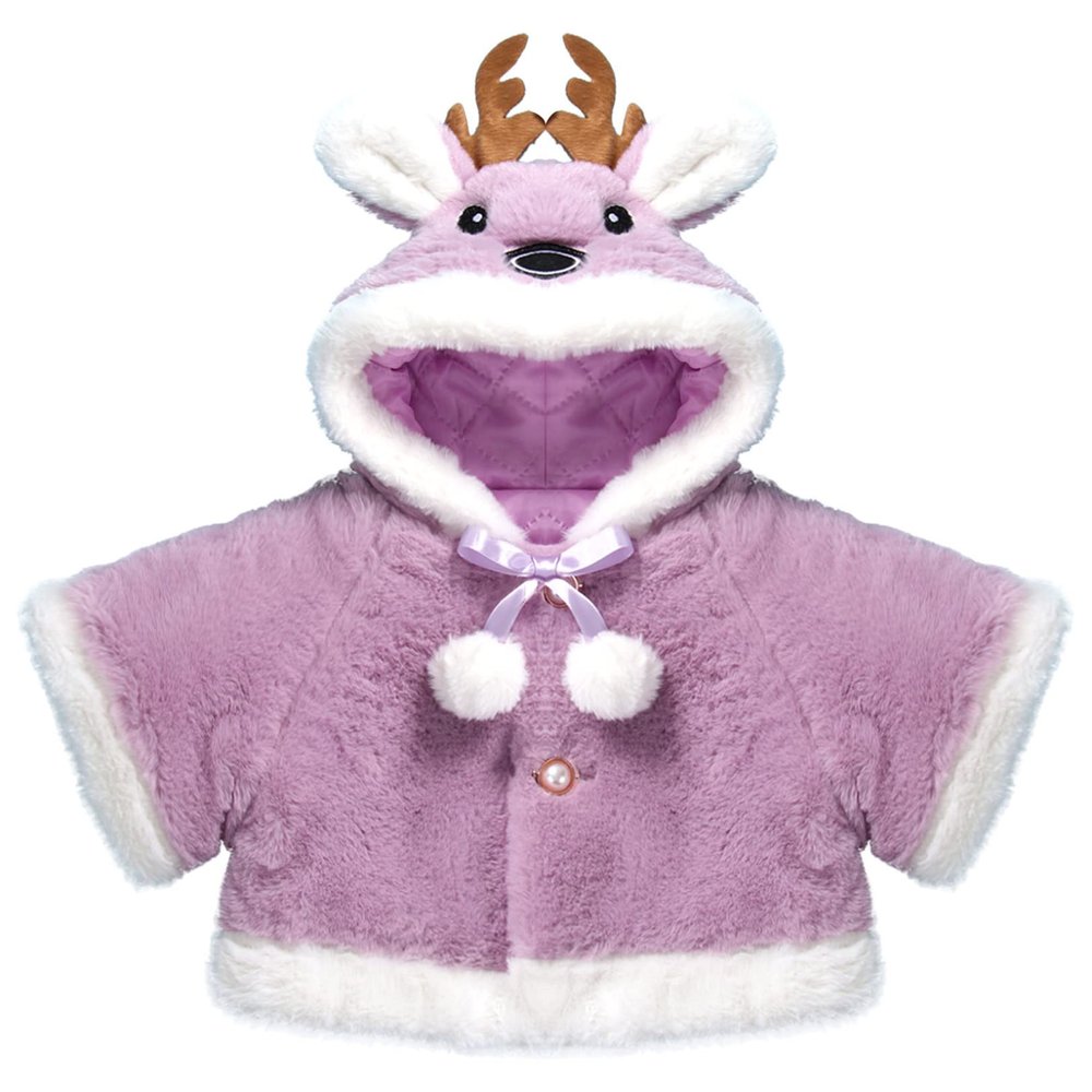 Hularka Baby Girls Infant Fur Warm Coat Cloak Overcoat Antlers Hoodies Capes Outerwear Coats Purple 9-12 Months