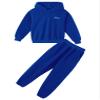 Agoky Unisex Kids Cotton Thicken Sweatsuit Long Sleeve Hooded Sweatshirt with Sweatpants Outfits Sport Activewear Blue 5-6 Years view 1
