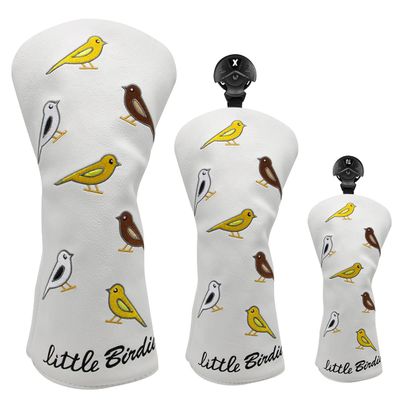 Golf Club Headcover Golf Birdie Birds Driver Fairway Wood Hybrid Wood Head Cover Mallet Blade Putter Cover 3pcs 1pc for Golf Wood Club Head, White