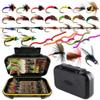 Qievcrme Fly Fishing Flies Kit Trout Steelhead Salmon Bass Flies Assortment 32pcs-148pcs Include Dry Wet Flies Nymphs Streamers Maggot(114Pcs/Kit-16 Mixed Styles) view 1