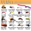 Qievcrme Fly Fishing Flies Kit Trout Steelhead Salmon Bass Flies Assortment 32pcs-148pcs Include Dry Wet Flies Nymphs Streamers Maggot(114Pcs/Kit-16 Mixed Styles) view 2
