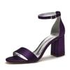 YWXYMGE Block Heel Wedding Sandals Shoes for Bride Open Toe Satin Prom Evening Formal Party Sandal Heels-Purple-6 view 1