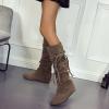 Bcshiye Women's Knee High Boot,Suede Warm Wedge Long Boots Slouchy Knee High Boots Casual Mid Calf Combat Riding Boots view 3