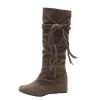 Bcshiye Women's Knee High Boot,Suede Warm Wedge Long Boots Slouchy Knee High Boots Casual Mid Calf Combat Riding Boots view 4
