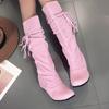 Bcshiye Women's Knee High Boot,Suede Warm Wedge Long Boots Slouchy Knee High Boots Casual Mid Calf Combat Riding Boots view 2