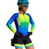 CYTSH Cycling Suit Team Triathlon Suit Womens Jersey Cycling Skinsuit Summer Bicycle Set Long Sleeve Bodysuit GEL Pad (Color : D, Size : Medium) view 1